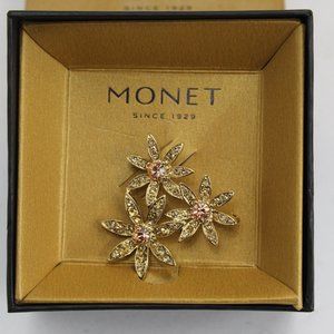 Money Rhinestone Flower Brooch
